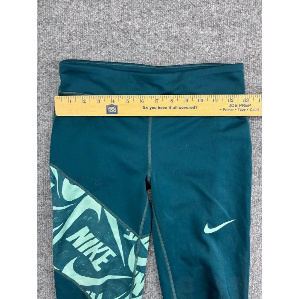 Nike Dri-Fit Trophy Training Leggings Girls' Large Green Logo‎ Colorblock Stripe